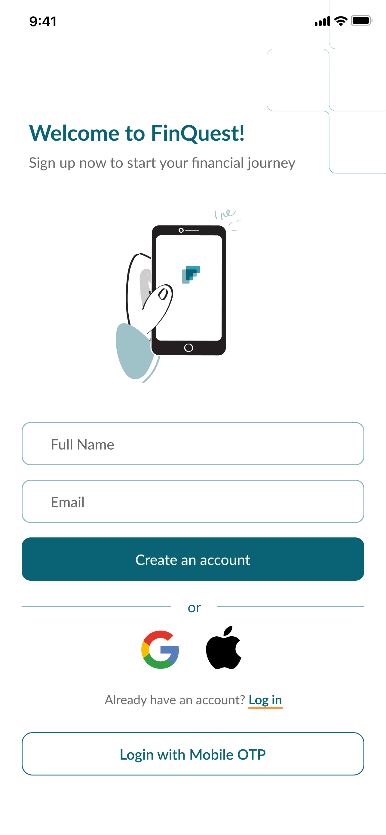 Welcome screen