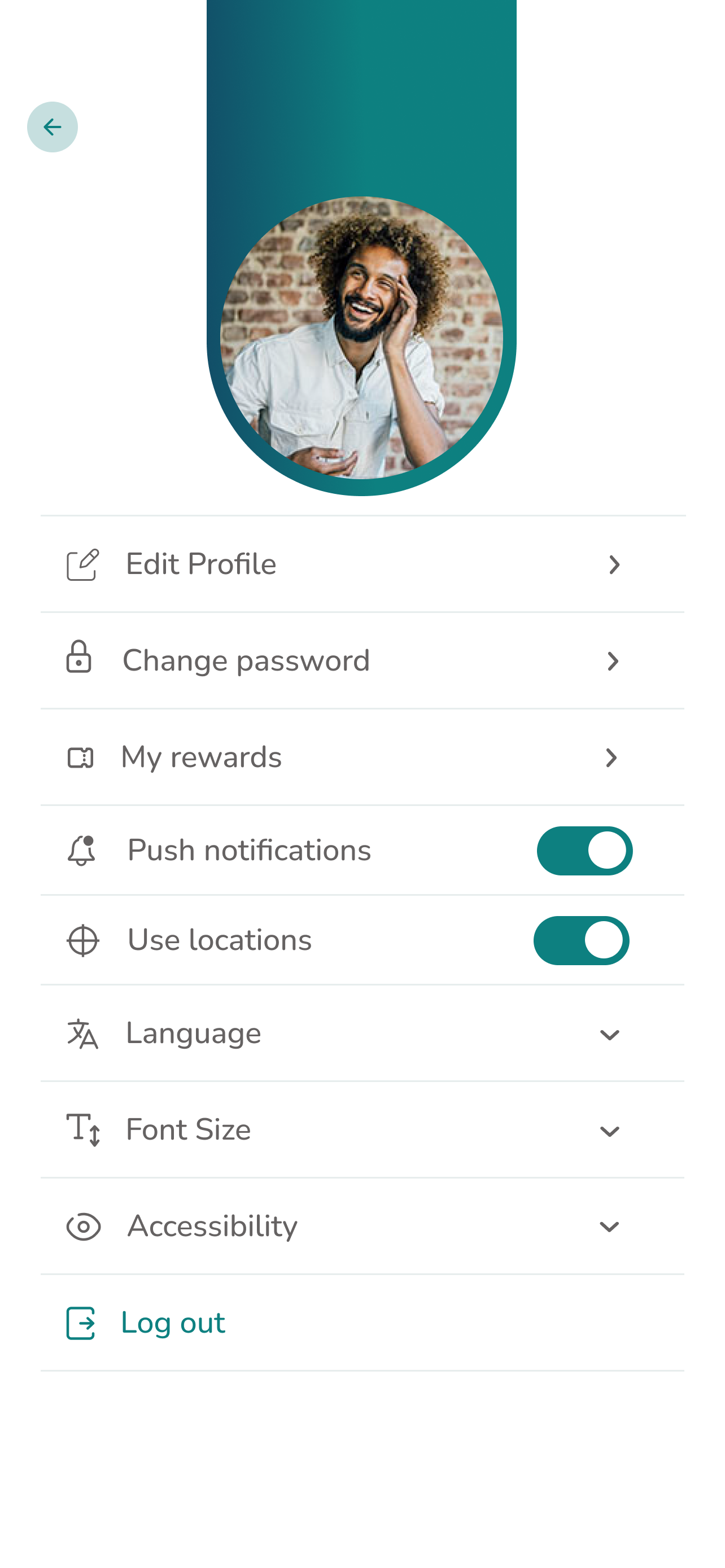 Profile settings screen