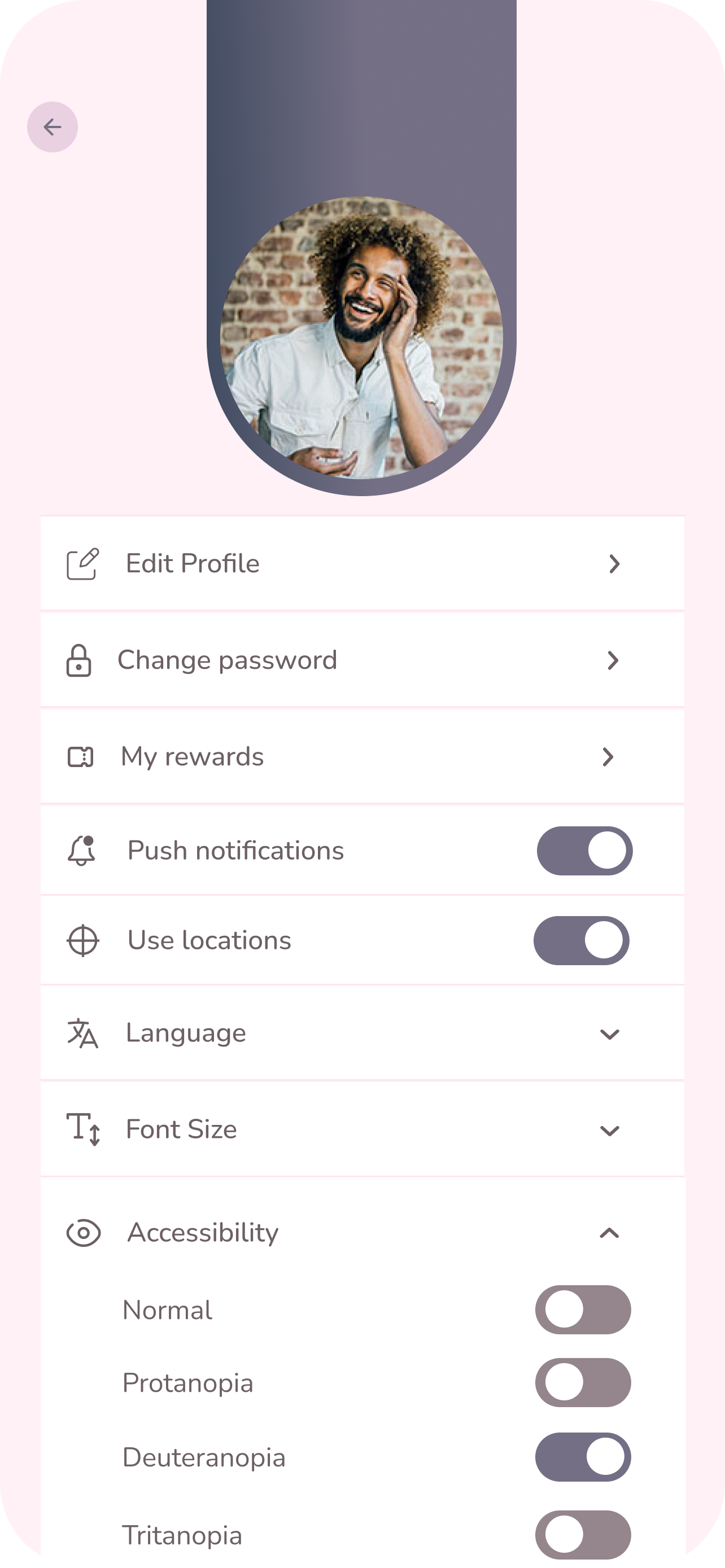 Accessibility settings screen