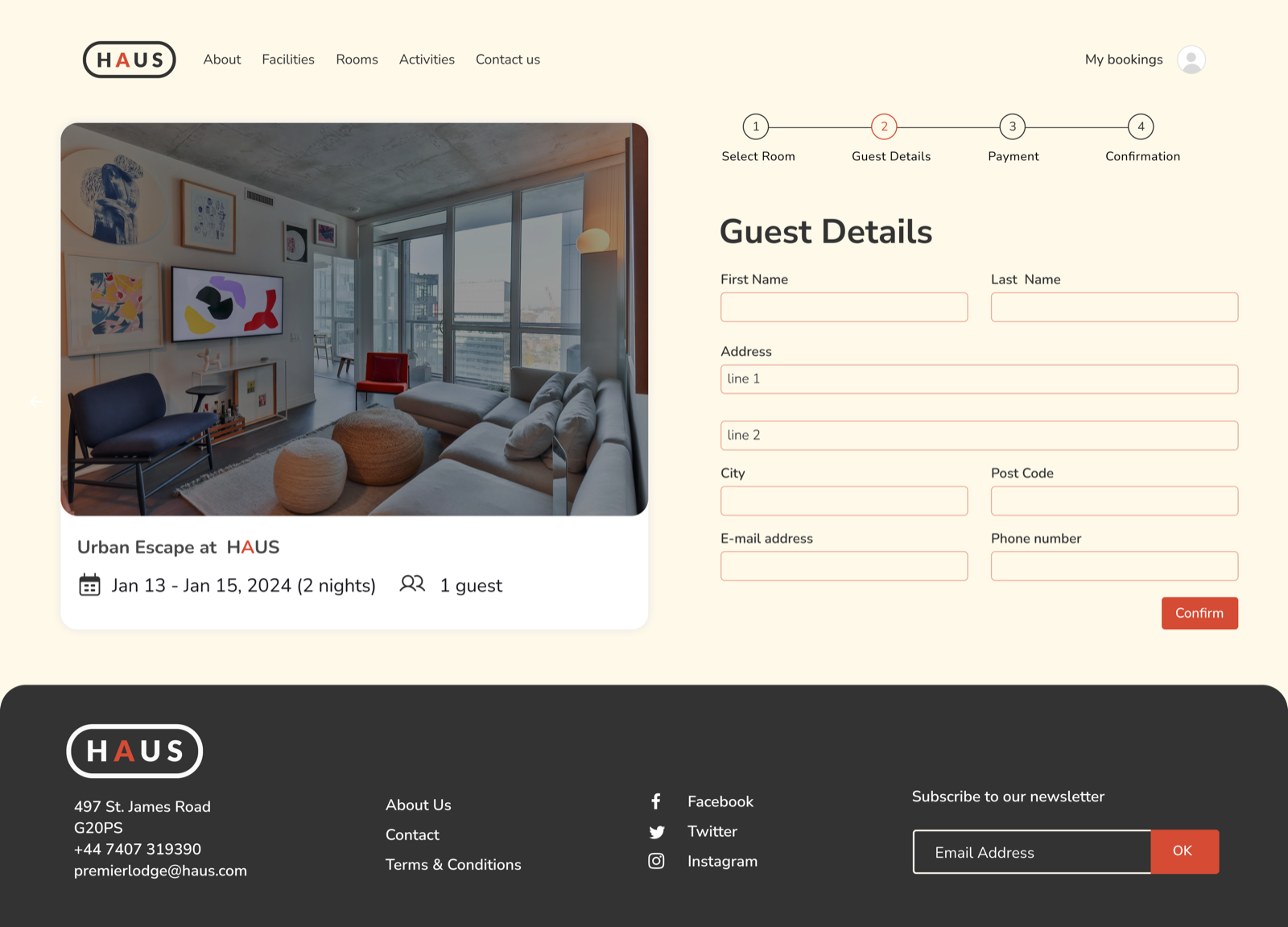 Room booking flow